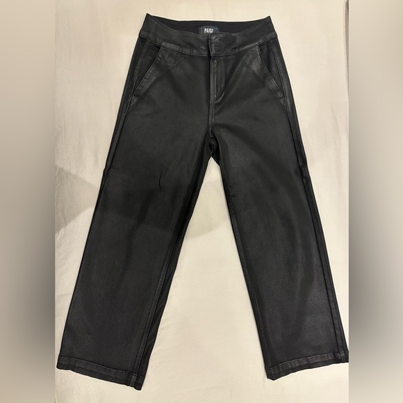 Paige Nellie Black Fog Luxe Coating Cropped Wideleg - Picture 2 of 6